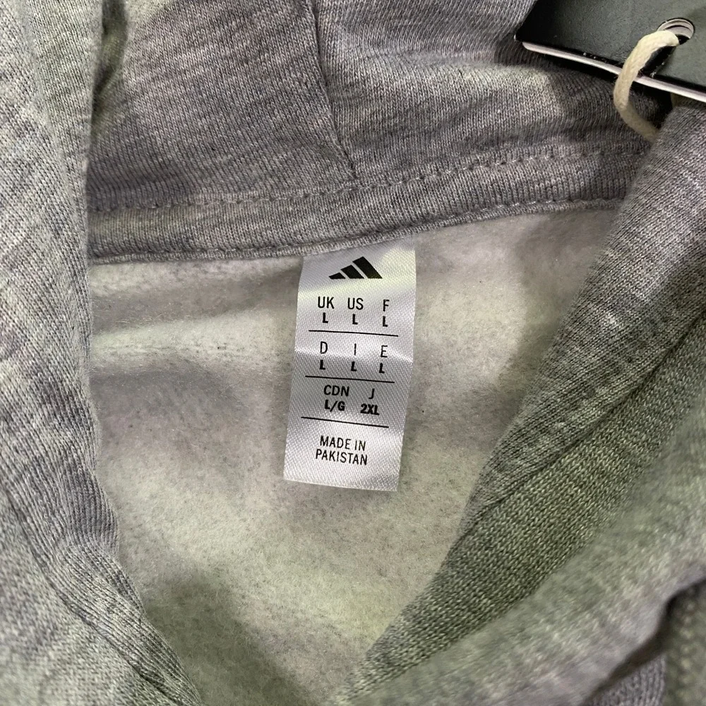 Adidas 3D Retro 70s Striped Logo Hoodie Adult L Gray Spell Out Disco Groovy NWT